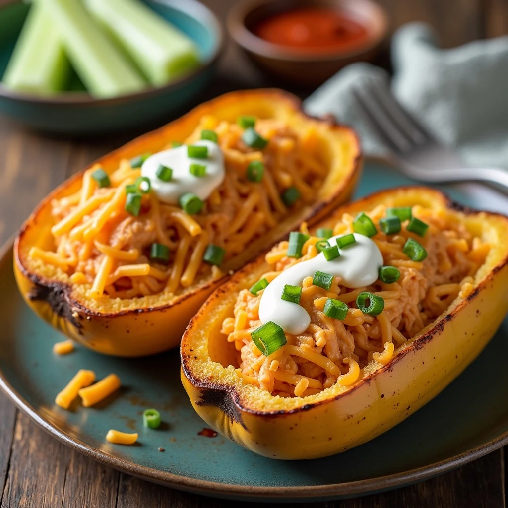 Spaghetti Squash Buffalo Chicken