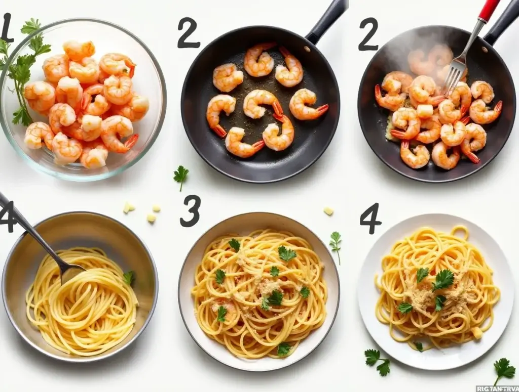 step by step how to prapare Spaghetti And Shrimp Dishes