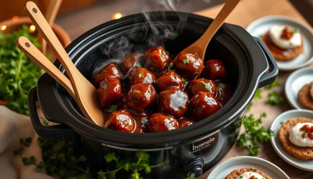 Sweet and Tangy BBQ Meatballs crockpot appetizers